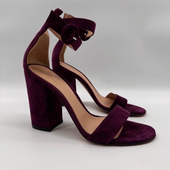 GIANVITO ROSSI Versilia Suede Block Heel 39 - Camoscio Prune - Picture 1 of 6